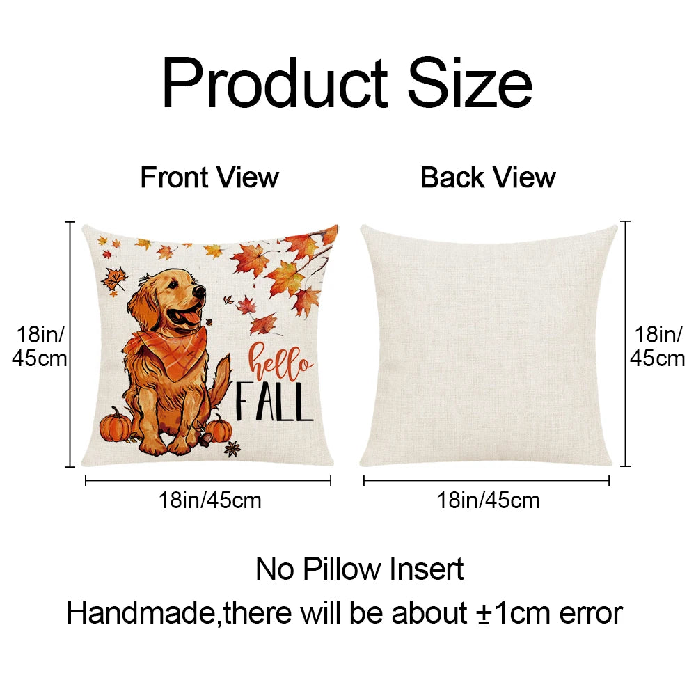 1pc/4pcs Fall Pillowcase Pet Maple Leaf Puppy Design Sofa Cushion Cover Thanksgiving Fall Harvest Farmhouse Room Decoration